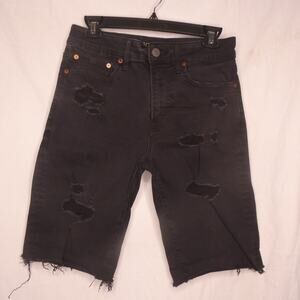 AEO Men's‎ Size 28 Shorts Next Level Flex Black Jean Denim Distressed